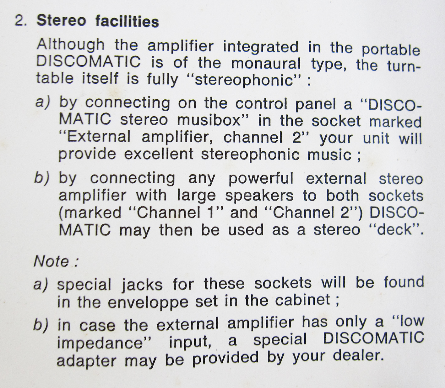 Discomatic amplifier module connection